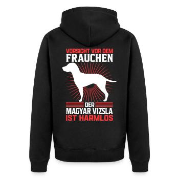 Magyar Vizsla Frauchen Vorstehhund Besitzerin - Unisex Premium Bio Zip Hoodie - Schwarz - Hinten - Nico (187cm)
