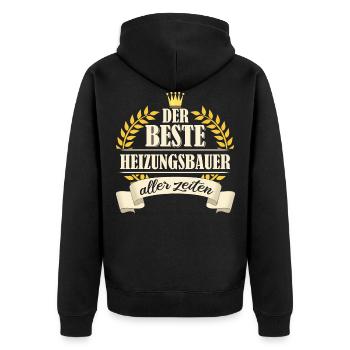 Heizungsbauer Heizungsbau Bauarbeiter Beruf Spruch - Unisex Premium Bio Zip Hoodie - Schwarz - Hinten - Nico (187cm)