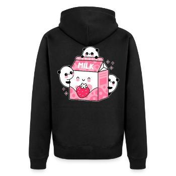 Strawberry Milk - Unisex Premium Organic Zip Hoodie - black - Back - Nico (187cm)