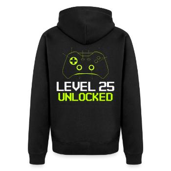 level 25 unlocked zocker geburtstag 25 jahre alt - Unisex Premium Bio Zip Hoodie - Schwarz - Hinten - Nico (187cm)