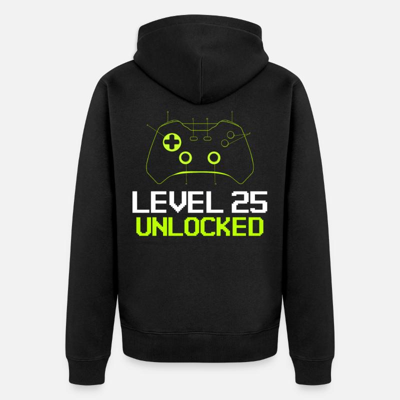 level 25 unlocked zocker anniversaire 25 ans - Veste à capuche bio Premium Unisexe - noir
