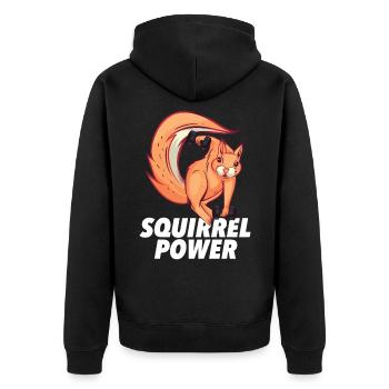 Eichhörnchen - Unisex Premium Bio Zip Hoodie - Schwarz - Hinten - Nico (187cm)