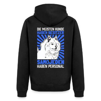 Samojeden haben Personal Samojede Schlittenhund - Unisex Premium Bio Zip Hoodie - Schwarz - Hinten - Nico (187cm)