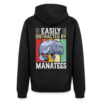 Leicht abzulenken durch Seekuh Meeressäuger - Unisex Premium Bio Zip Hoodie - Schwarz - Hinten - Nico (187cm)