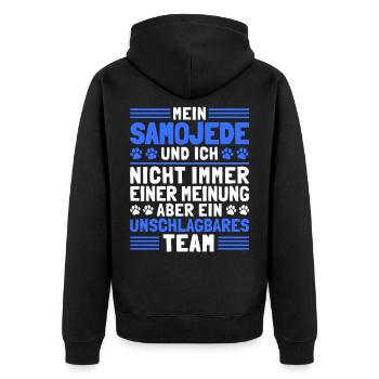 Mein Samojede und Ich Schlittenhund Samojeden - Unisex Premium Bio Zip Hoodie - Schwarz - Hinten - Nico (187cm)