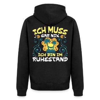 Rente Ruhestand - Unisex Premium Bio Zip Hoodie - Schwarz - Hinten - Nico (187cm)