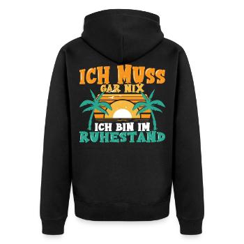 Rente Ruhestand - Unisex Premium Bio Zip Hoodie - Schwarz - Hinten - Nico (187cm)