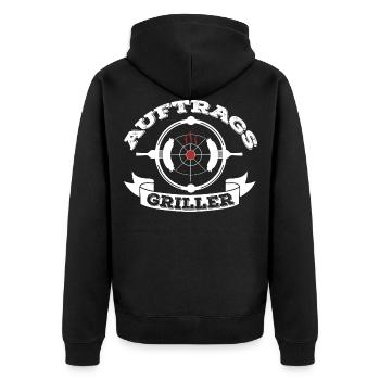 Grillen Grillmeister BBQ Grillkönig - Unisex Premium Bio Zip Hoodie - Schwarz - Hinten - Nico (187cm)