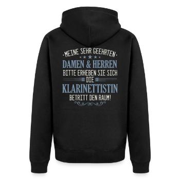 Klarinette Klarinettistin Instrument Musik Spruch - Unisex Premium Bio Zip Hoodie - Schwarz - Hinten - Nico (187cm)