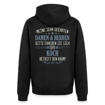 Koch Köche Chefkoch kochen Küche Beruf Spruch - Unisex Premium Bio Zip Hoodie - Schwarz - Hinten - Nico (187cm)