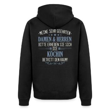 Koch Köchin Chefkoch kochen Küche Beruf Spruch - Unisex Premium Bio Zip Hoodie - Schwarz - Hinten - Nico (187cm)