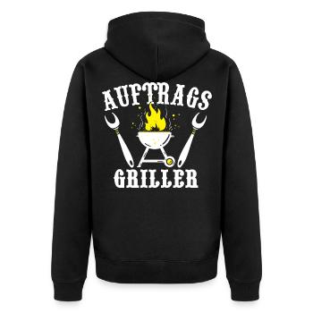 Grillen Grillmeister BBQ Grillkönig - Unisex Premium Bio Zip Hoodie - Schwarz - Hinten - Nico (187cm)