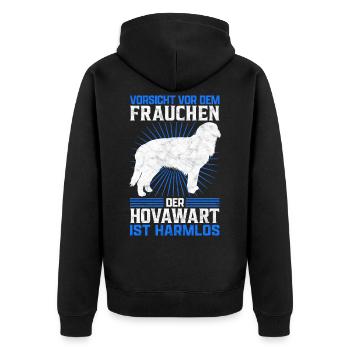 Hovawart Frauchen Bauernhund Besitzerin Spruch - Unisex Premium Bio Zip Hoodie - Schwarz - Hinten - Nico (187cm)