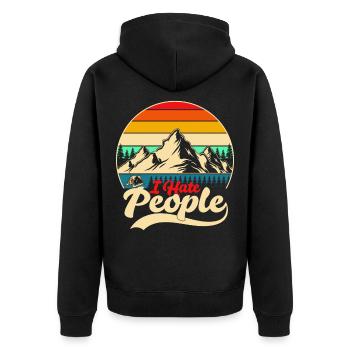 I Hate People - Unisex Premium Organic Zip Hoodie - black - Back - Nico (187cm)