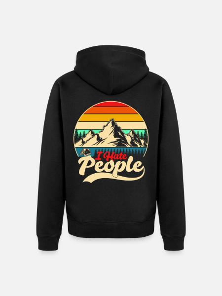 I Hate People - Unisex Premium Bio Zip Hoodie - Schwarz