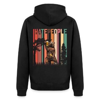 I Hate People - Unisex Premium Bio Zip Hoodie - Schwarz - Hinten - Nico (187cm)