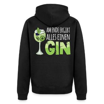 Gin Cocktail Tonic - Unisex Premium Bio Zip Hoodie - Schwarz - Hinten - Nico (187cm)