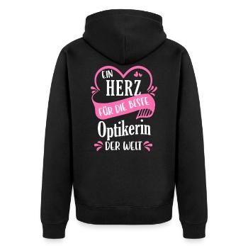 Optiker Optikerin Augenoptiker Augen Beruf Spruch - Unisex Premium Bio Zip Hoodie - Schwarz - Hinten - Nico (187cm)