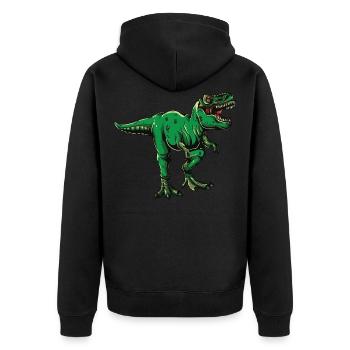 t-rex dino dinosaurier herzschlag urzeit kreide - Unisex Premium Bio Zip Hoodie - Schwarz - Hinten - Nico (187cm)