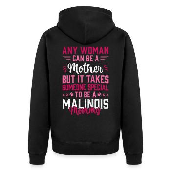 Malinois Mama Belgischer Schäferhund Geschenk - Unisex Premium Bio Zip Hoodie - Schwarz - Hinten - Nico (187cm)