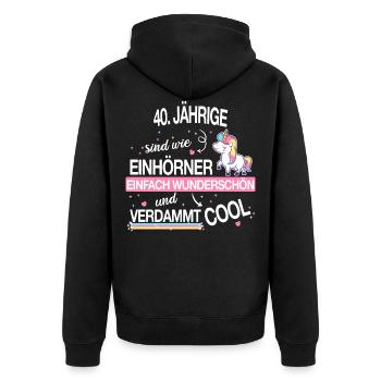 40 Geburtstag Geburtstagskind Spruch Geschenk - Unisex Premium Bio Zip Hoodie - Schwarz - Hinten - Nico (187cm)