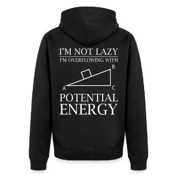 Physik Physiker - Unisex Premium Bio Zip Hoodie - Schwarz - Hinten - Nico (187cm)