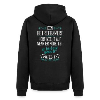 Betriebswirt Kaufmann BWL Beruf Arbeit Spruch - Unisex Premium Bio Zip Hoodie - Schwarz - Hinten - Nico (187cm)