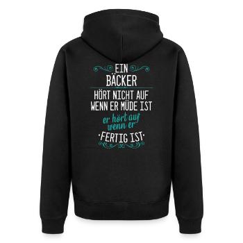 Bäcker Bäckerin Bäckerei Beruf Spruch - Unisex Premium Bio Zip Hoodie - Schwarz - Hinten - Nico (187cm)