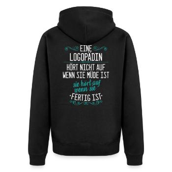 Logopädin Logopädie Rehabilitation Beruf Spruch - Unisex Premium Bio Zip Hoodie - Schwarz - Hinten - Nico (187cm)