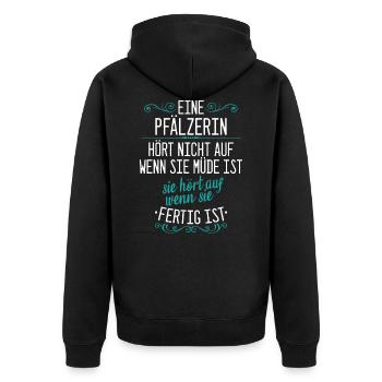 Pfalz Pfälzer Rheinlandpfalz Heimat Spruch - Unisex Premium Bio Zip Hoodie - Schwarz - Hinten - Nico (187cm)