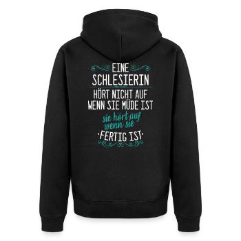 Schlesien Schlesierin Deutschland Polen Spruch - Unisex Premium Bio Zip Hoodie - Schwarz - Hinten - Nico (187cm)