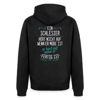 Schlesien Schlesier Deutschland Polen Spruch - Unisex Premium Bio Zip Hoodie - Schwarz - Hinten - Nico (187cm)