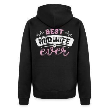 Midwife ObstetricIan - Unisex Premium Organic Zip Hoodie - black - Back - Nico (187cm)