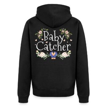 Hebamme Geburtshelfer - Unisex Premium Bio Zip Hoodie - Schwarz - Hinten - Nico (187cm)