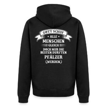 Pfalz Pfälzer Rheinlandpfalz Heimat Spruch - Unisex Premium Bio Zip Hoodie - Schwarz - Hinten - Nico (187cm)