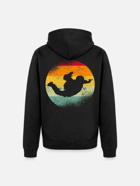 Retro Skydiving Skydivers - Unisex Premium Organic Zip Hoodie - black
