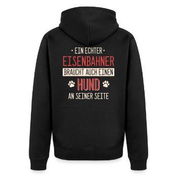 Eisenbahner Lokführer Eisenbahn Bahn Beruf Spruch - Unisex Premium Bio Zip Hoodie - Schwarz - Hinten - Nico (187cm)