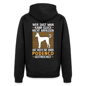 Podenco streicheln Jagdhund Windhund Geschenk - Unisex Premium Bio Zip Hoodie - Schwarz - Hinten - Nico (187cm)