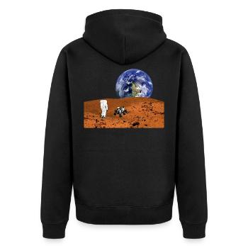 blick vom mond auf die erde mit astronaut rover - Unisex Premium Bio Zip Hoodie - Schwarz - Hinten - Nico (187cm)