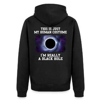 a black hole in the universe as an eye - Unisex Premium Organic Zip Hoodie - black - Back - Nico (187cm)