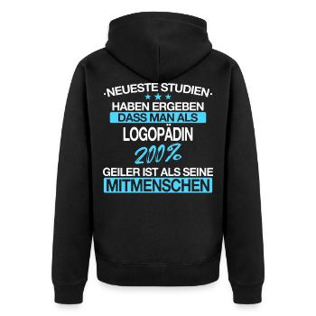 Logopädin Logopädie Rehabilitation Beruf Spruch - Unisex Premium Bio Zip Hoodie - Schwarz - Hinten - Nico (187cm)