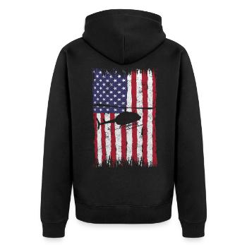 Helikopter Hubschrauber Pilot Heli - Unisex Premium Bio Zip Hoodie - Schwarz - Hinten - Nico (187cm)