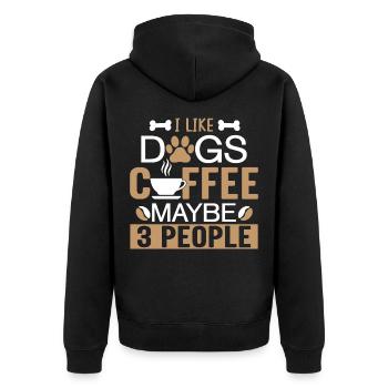 Dogs, Coffee and Maybe Three People - Unisex Premium Bio Zip Hoodie - Schwarz - Hinten - Nico (187cm)
