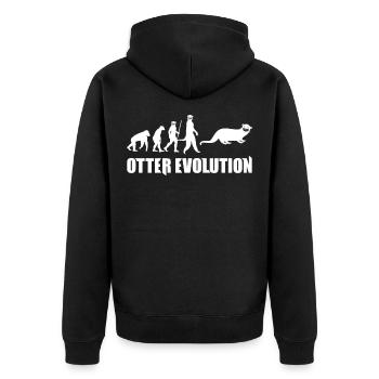 this is evolution otters otter otter - Unisex Premium Organic Zip Hoodie - black - Back - Nico (187cm)