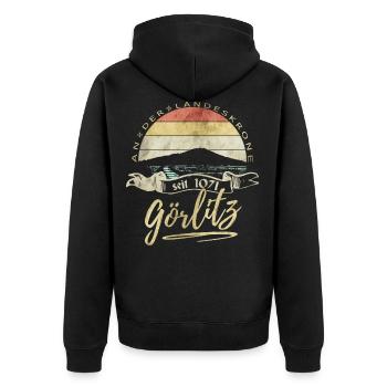 Görlitz Landeskrone - Unisex Premium Bio Zip Hoodie - Schwarz - Hinten - Nico (187cm)