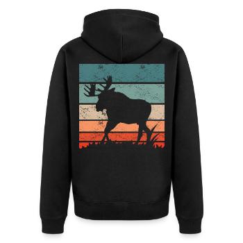 Retro Moose Vintage Moose - Unisex Premium Organic Zip Hoodie - black - Back - Nico (187cm)