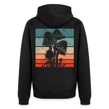 Rétro Champignons Cueeil de champignons Vintage Chasseur de champignons - Veste à capuche bio Premium Unisexe - noir - Dos - Nico (187cm)