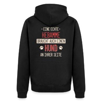 Hebamme Hebammen Entbindungspflegerin Beruf Spruch - Unisex Premium Bio Zip Hoodie - Schwarz - Hinten - Nico (187cm)