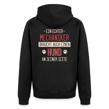 Mechaniker Werkstatt Automechaniker Auto Spruch - Unisex Premium Bio Zip Hoodie - Schwarz - Hinten - Nico (187cm)