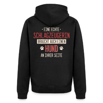 Schlagzeug Schlagzeuger Drummer Instrument Spruch - Unisex Premium Bio Zip Hoodie - Schwarz - Hinten - Nico (187cm)